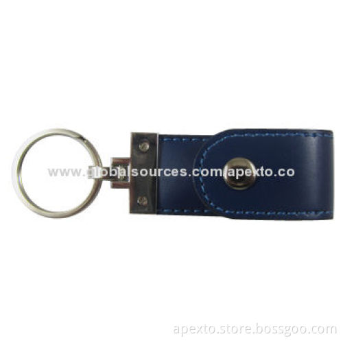 Leather USB Sticks with Blue Color/Plug-and-play Function/More than 1,000,000 Times Data EncryptionNew